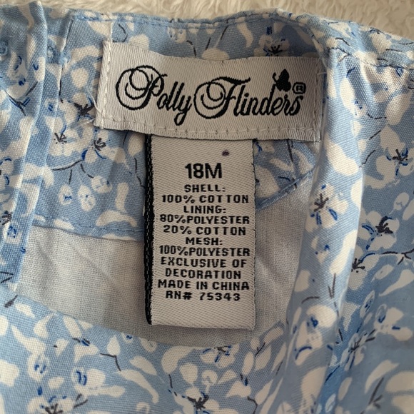 Polly Flinders Blue Floral Dress 18M Ties - Picture 5 of 13